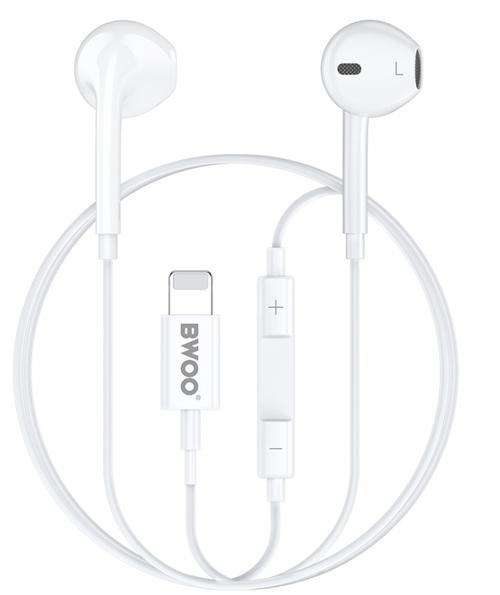 Casti Stereo BWOO BO-HF179, Lightning, Microfon, Alb