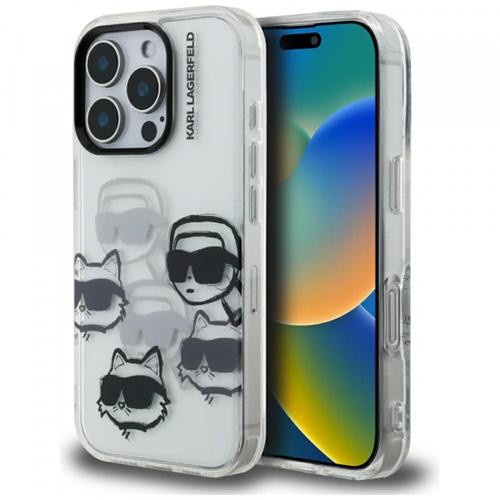 Husa pentru Apple iPhone 16 Pro Max, Karl Lagerfeld, IML Luxury Multi Head Pattern, Transparent
