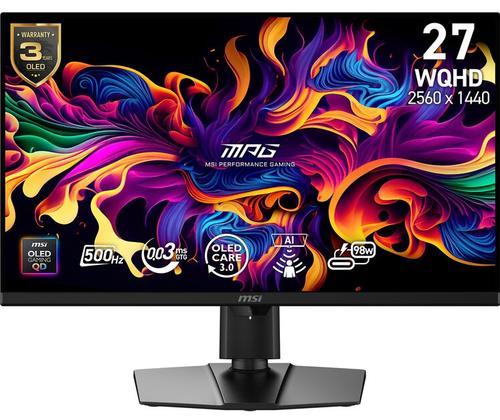 Monitor Gaming QD-OLED MSI 26.5inch MPG 271QR QD-OLED X50, WQHD (2560 x 1440), HDMI, DisplayPort, Pivot, 500 Hz, 0.03 ms (Negru)