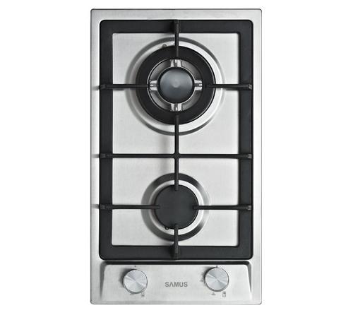Plita incorporabila Samus PSG-32SX2, Gaz, 2 arzatoare, Arzator Wok, Aprindere electrica (Inox)