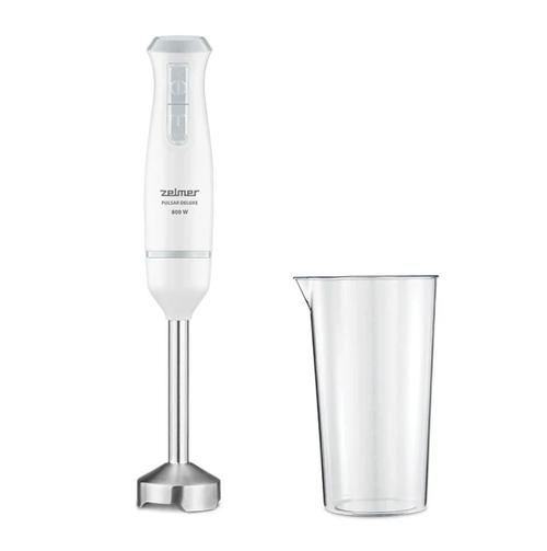 Blender de mana Zelmer ZHB4561S Pulsar Deluxe, 800 W, 2 lame inox, Turbo, Recipient 800 ml (Alb)