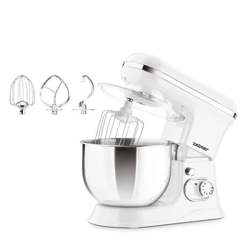 Mixer planetar Zelmer ZKR1350, 5 L, 1200 W, Accesorii de amestecare, framantare si pentru batere aluat (Alb)
