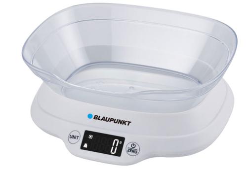 Cantar de bucatarie Blaupunkt FKS501, 5kg, Touch, 2 X AAA, Vas inclus (Alb)