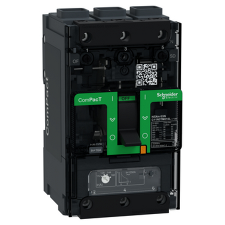 Intreruptor CompPacT NSXm N (50 kA la 415 VCA), 3P 3d, 16 A unitate de declansare TMD, conectori EverLink