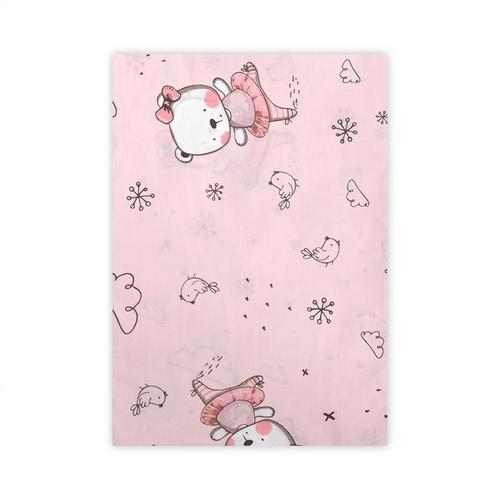Cearceaf bumbac ranforce Lorelli Pink Ballerina Bear, 100 x 150 cm