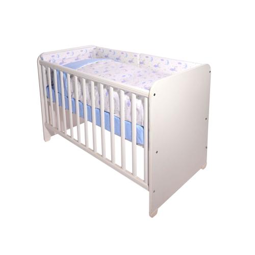 Set lenjerie pat 60 x 120 cm Lorelli Smile Blue Moons & Stars, 10 piese, bumbac ranforce