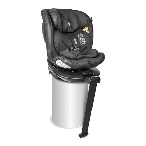 Scaun auto pentru copii Lorelli Estate, Isofix, 0 Luni-12 Ani, 40-150 cm, picior de sprijin telescopic, I-size, certificat R129, reglabil, pozitie somn, baza rotativa 360 grade, sistem de protectie impact lateral, Negru