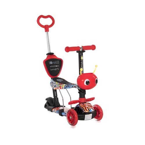 Trotineta pentru copii Smart Plus Red Graffiti, reglabila, roti cu LED (Rosu)