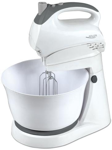 Mixer cu bol Adler AD 4202, 300 W, 5 trepte (Alb)
