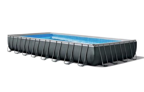 Piscina rectangulara cu cadru metalic Ultra XTR Frame Intex 26374NP, 975x488xH132 cm, include pompa cu filtru cu nisip 26648 (10,5 m³), scara acces, protectie baza piscina si prelata acoperire piscina