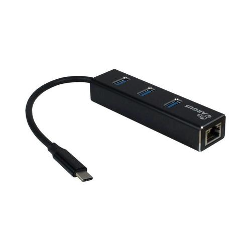 HUB USB Inter-Tech Argus IT-410, USB Type-C - RJ45 Gigabit, 3 x USB 3.0 (Negru)