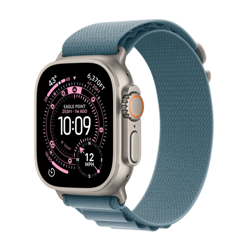 Smartwatch Apple Watch Ultra 3, 49mm, GPS + Cellular, Ecran Retina LTPO OLED, Chip S10 cu Procesor Dual-Core, 64GB Flash, Wi-Fi, Bluetooth, NFC, Alpine Loop Large (Albastru)