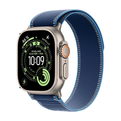 Smartwatch Apple Watch Ultra 3, 49mm, GPS + Cellular, Ecran Retina LTPO OLED, Chip S10 cu Procesor Dual-Core, 64GB Flash, Wi-Fi, Bluetooth, NFC, Trail Loop S/M (Albastru)