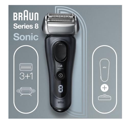 Aparat de ras electric Braun Series 8 8413s Wet&Dry, AutoSense, 4 elemente de taiere, SensoFlex, Trusa de voiaj (Negru)