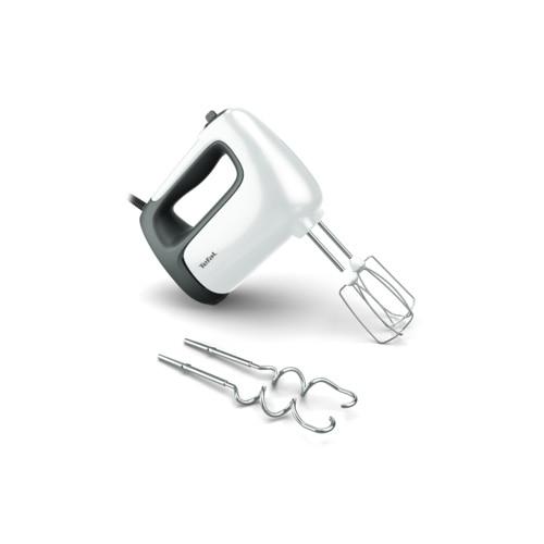 Mixer de mana Tefal Prep' Mix HT460138, 500W, 5 trepte de viteza, Functie Turbo, Teluri si carlige din inox, Buton pentru demontarea accesoriilor, accesorii compatibile cu masina de spalat vase, Alb