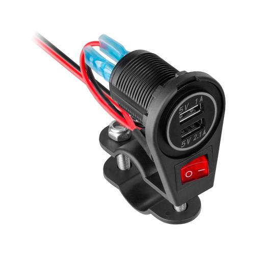 Incarcator motocicleta Peiying CHR0008, 2xUSB 3100 mA (Negru)