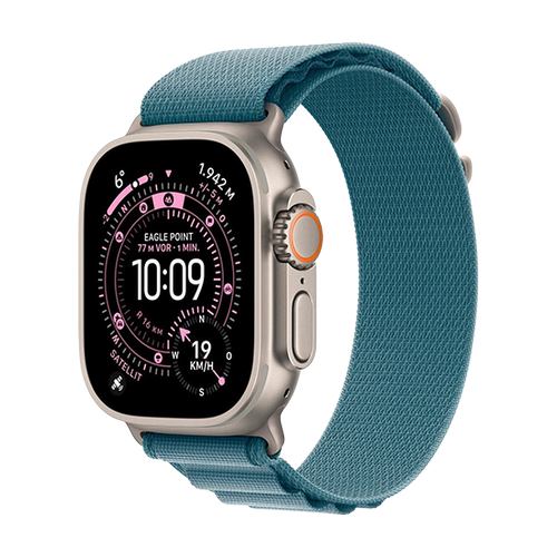 Smartwatch Apple Watch Ultra 3, 49mm, GPS + Cellular, Ecran Retina LTPO OLED, Chip S10 cu Procesor Dual-Core, 64GB Flash, Wi-Fi, Bluetooth, NFC, Alpine Loop Small (Albastru)
