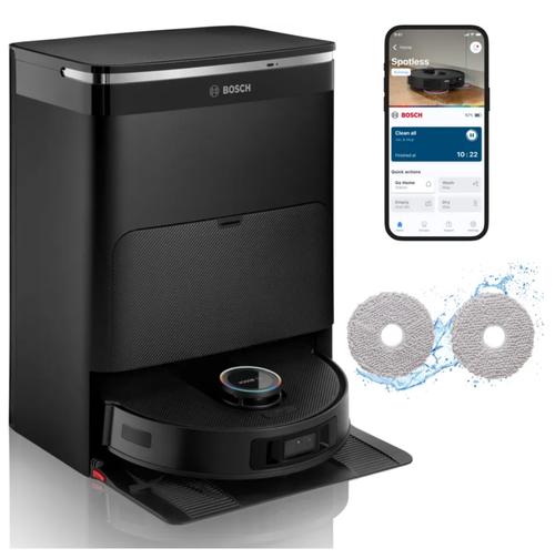 Aspirator robot Bosch Spotless Max Cam BCRDW3BX, 11000 Pa, Navigare 360 LiDAR, Recipient praf 275 ml, Rezervor apa 55 ml (Negru)