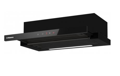 Hota telescopica Hansa, 60 cm, 550 m3/h, 1 motor, 2 filtre aluminiu, 3 trepte, iluminare LED, control touch (Negru)