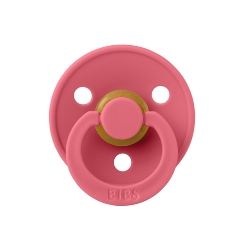 Suzeta Colour Latex BIBS Coral, tetina rotunda, 0 luni +