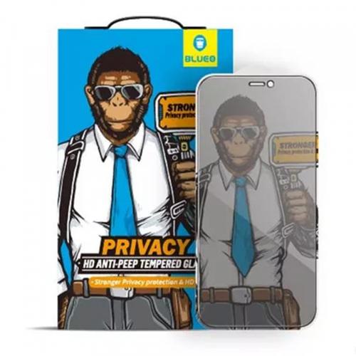 Folie de protectie Ecran Privacy Blueo Anti-Peep pentru Apple iPhone 16e / 14 / 13 Pro / 13, Sticla Securizata, Full Glue