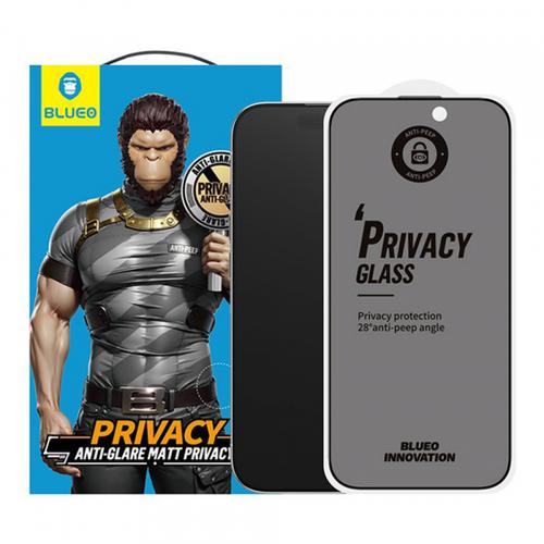 Folie de protectie Ecran Matte Privacy Blueo Anti-Peep pentru Apple iPhone 16 Plus / 15 Plus, Sticla Securizata, Full Glue