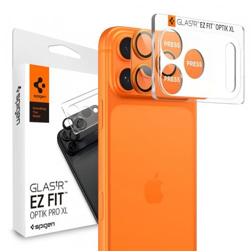 Folie de protectie Camera Spate Spigen GlastR EZ FIT Optik Pro XL pentru Apple iPhone 17 Pro, Sticla Securizata, Set 2 bucati