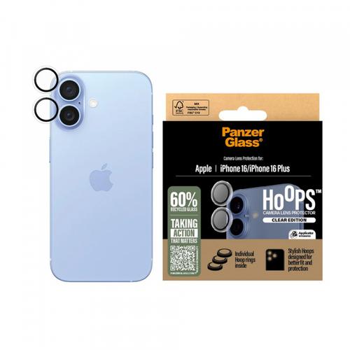 Folie de protectie Camera Spate PanzerGlass Hoops pentru Apple iPhone 16 Plus / 16, Sticla Securizata