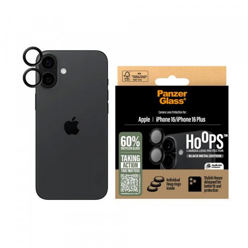 Folie de protectie Camera Spate PanzerGlass Hoops pentru Apple iPhone 16 Plus / 16, Sticla Securizata