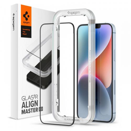 Folie de protectie Ecran Spigen GlastR Align Master pentru Apple iPhone 16e / 14 / 13 Pro / 13, Sticla Securizata, Full Glue