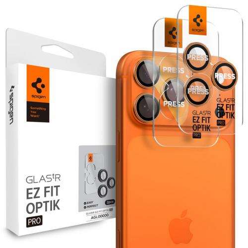 Folie de protectie Camera Spate Spigen GlastR EZ FIT Optik Pro pentru Apple iPhone 17 Pro Max / 17 Pro, Sticla Securizata, Set 2 bucati