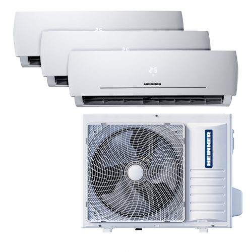 Aparat de aer conditionat Multi Split HEINNER HACMS-HS249912WH++, 24000 BTU (2 x 9000 BTU + 1 x 12000 BTU), Clasa A++/A+, I Feel, Sleep, Smart, Economy (Alb)