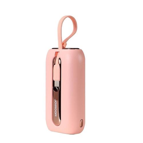 Acumulator extern Joyroom, Colorful Series, 10000mAh, 22.5W, 1xUSB-C, Indicator baterie, Cablu Lightning si USB-C incorporat (Roz)