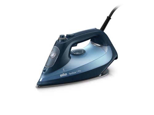 Fier de calcat Braun TexStyle 7 SI7160BL, 3000 W, abur variabil 50g/min, jet de abur 225g/min, rezervor 300 ml, tehnologie FreeGlide 3D, talpa EloxalPlus (Albastru)