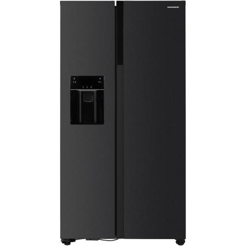 Side by side Heinner HSBS-HM513NFIMDXE++, 513 l, No Frost, Dozator de gheata, Display LED, Clasa E, Compresor Inverter, Smart, Alarma usa deschisa, H 177 cm (Inox/Negru)