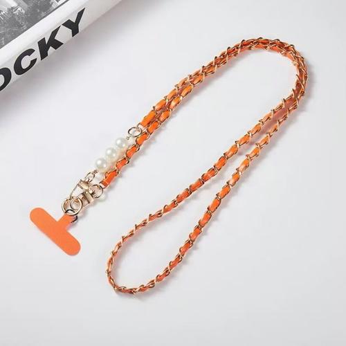 Snur telefon cu perle Lemontti, 120cm, Portocaliu