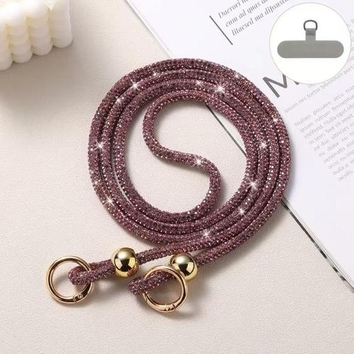 Snur telefon cu cristale Lemontti, 120cm, Mov