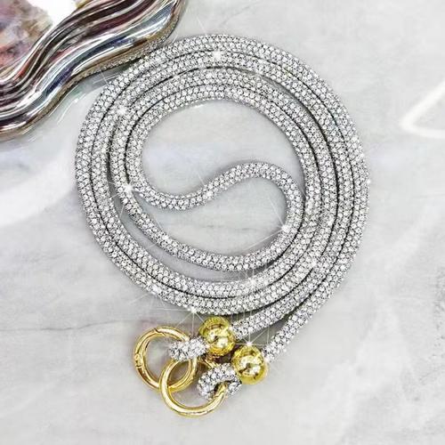 Snur telefon cu cristale Lemontti, 120cm, Alb