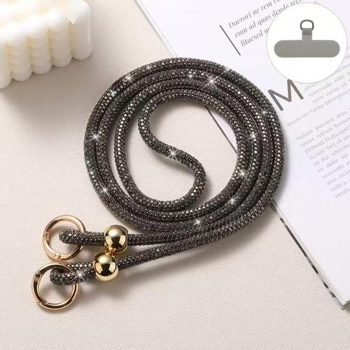 Snur telefon cu cristale Lemontti, 120cm, Gri