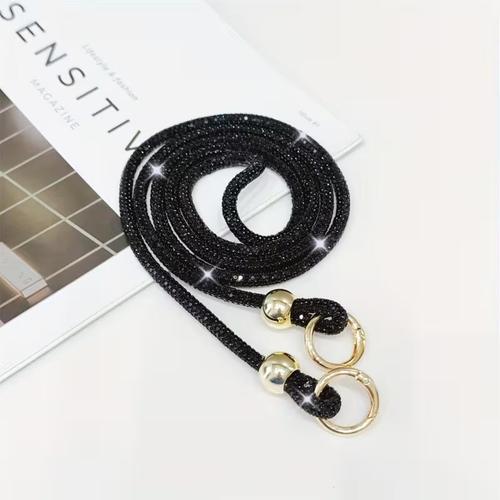 Snur telefon cu cristale Lemontti, 120cm, Negru
