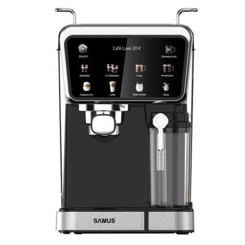 Espressor manual Samus CAFE LUXE 20 K, 1350 W, 20 bari, Rezervor apa 1.5 l, Rezervor lapte 0.5 l, 8 bauturi (Negru/Inox)