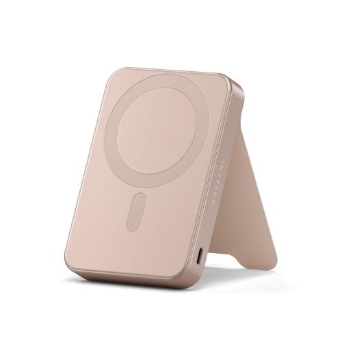 Acumulator extern Satechi ST-B10Q2SR, 10000mAh cu suport, Wireless, 15 W (Bej)