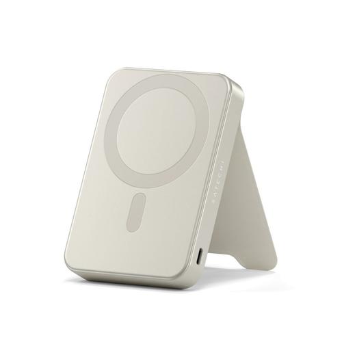 Acumulator extern Satechi 10000mAh cu suport, Wireless, 15 W (Alb)