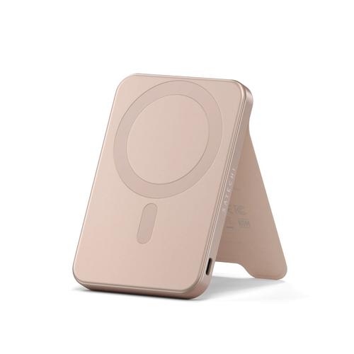 Acumulator extern Satechi ST-B5Q2SR, 5000mAh cu suport, Wireless, 15 W (Roz)