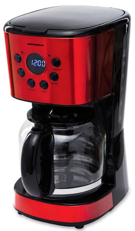 Cafetiera Heinner HCM-1500RDIX, Display LED, 1.5 l, 900 W (Rosu/Negru)