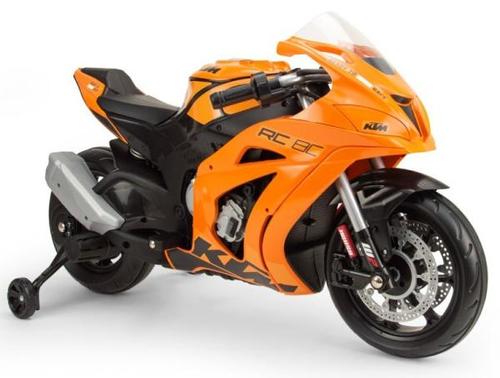 Motocicleta electrica de curse pentru copii Injusa licenta KTM, 12V, include roti ajutatoare, 3-6 Ani