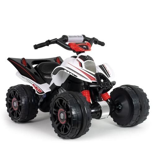 ATV electric pentru copii Injusa Mercedes, 12V, cu pedala de acceleratie, 2 ani+, Alb/Negru