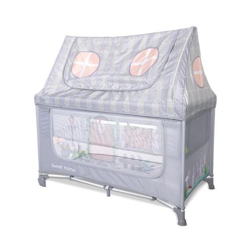 Patut pliabil Lorelli Sweet Home, 2 nivele, capotina detasabila, Gri