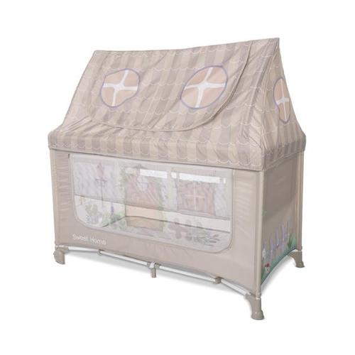 Patut pliabil Lorelli Sweet Home, 2 nivele, capotina detasabila, Bej