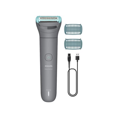 Aparat de ras electric pentru corp Philips Body Groomer 3000 Series BG3480/15, Autonomie 80 de minute, Cu sistemul de rasTriple Protect (Gri)